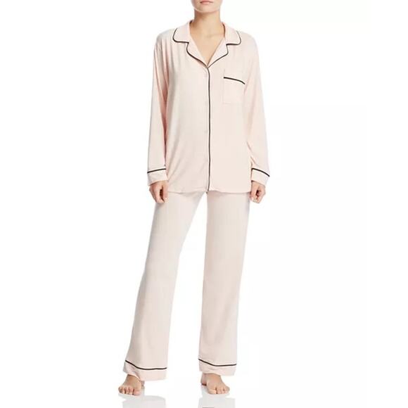 Eberjey Gisele Tencel™ Modal Long PJ Set in Sorbet/Black - Picture 1 of 8